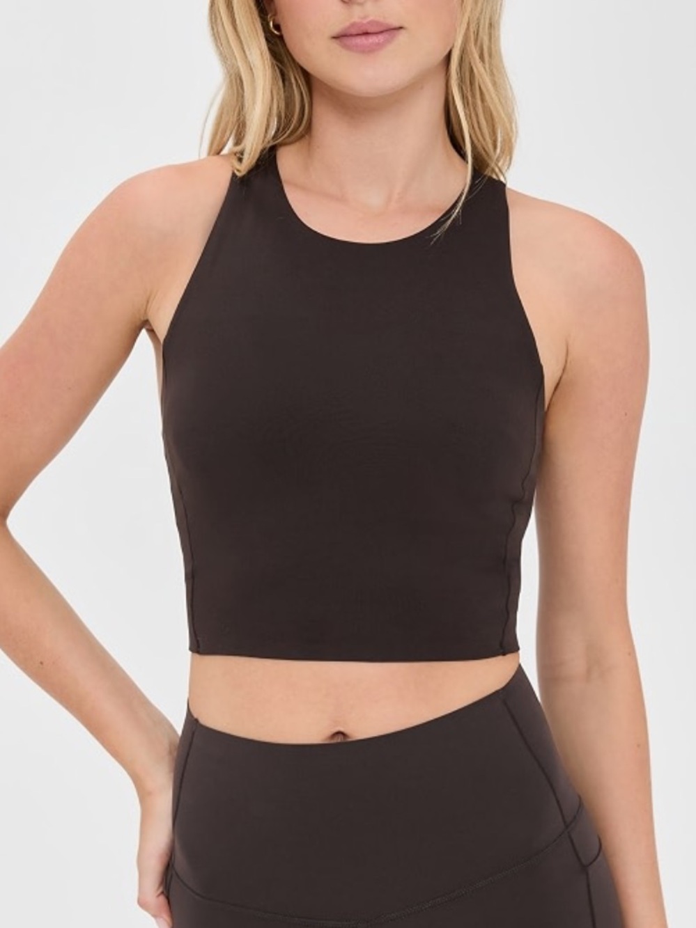 RHONE Brown long line Crop Tank